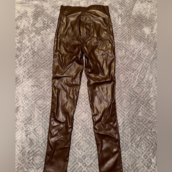 WetSeal Small High Rise Faux Leather Skinny Pants in Brown - Picture 4 of 6